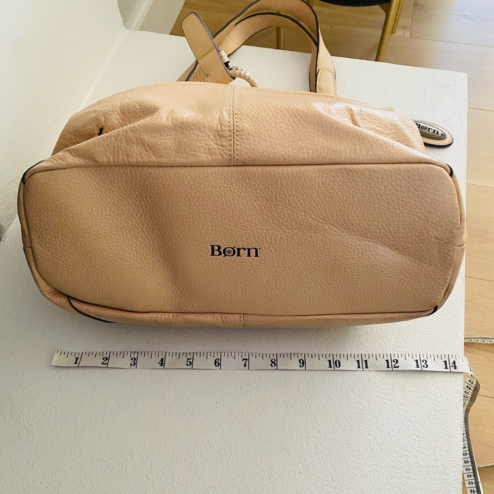 Born Tan Leather Snap Close 3 Compartment Shoulder Purse - Picture 6 of 10